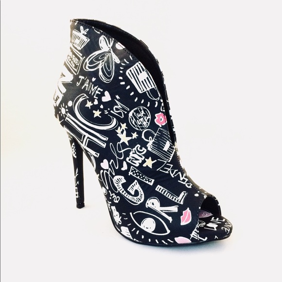 Black Graffiti Bootie - Picture 2 of 5